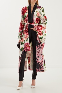 Шелковый халат с розовым принтом Dolce & Gabbana