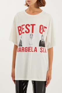 Белая футболка с контрастным принтом Mm6 Maison Margiela