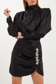 Черное мини-платье из шелка Alessandra Rich