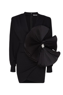 Черное мини-платье с отделкой Alessandra Rich