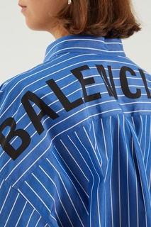Голубая блузка в полоску Balenciaga