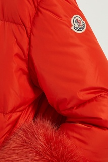 Оранжевая куртка с меховой отделкой Moncler