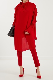 Красная блузка с оборками Valentino