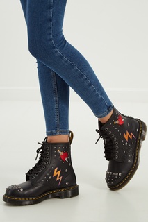 Кожаные ботинки с заклепками и вышивкой Dr.Martens