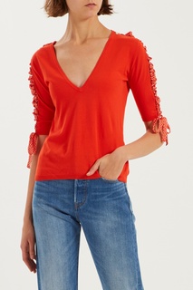 Красная блузка с рюшами Elisabetta Franchi