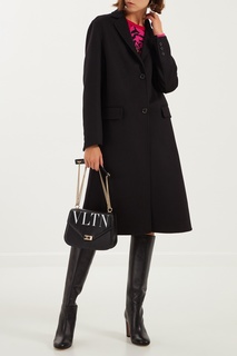 Черное шерстяное пальто Valentino