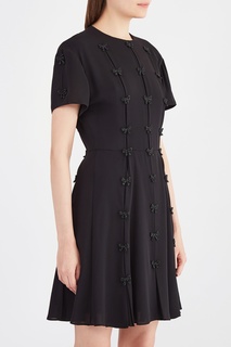 Черное шелковое платье мини Valentino