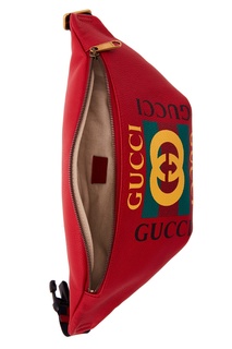 Красная поясная сумка с логотипом Gucci Man