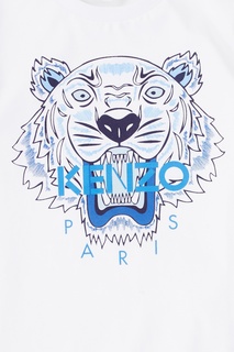 Белая футболка с синим тигром Kenzo