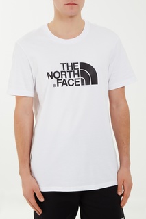 Белая футболка с черным логотипом The North Face