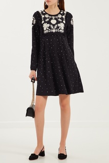 Черное платье с принтом RED Valentino