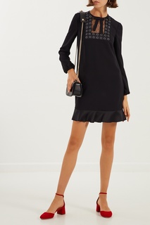 Черное платье с отделкой RED Valentino