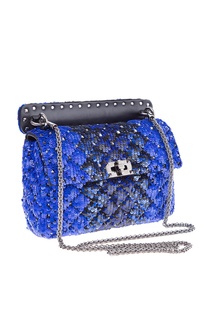 Синяя сумка Garavani Rockstud Spike с пайетками Valentino
