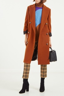 Коричневое двубортное пальто Msgm