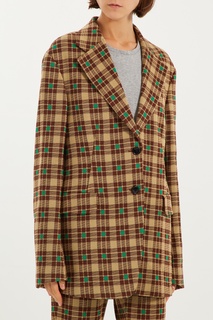 Бежевый жакет в клетку Dries Van Noten