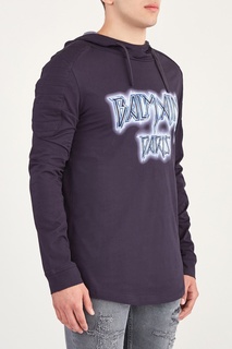Темно-синий лонгслив с капюшоном Balmain Man