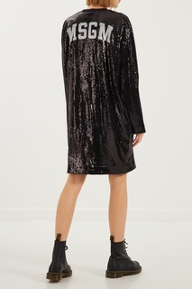 Синее платье с пайетками Msgm