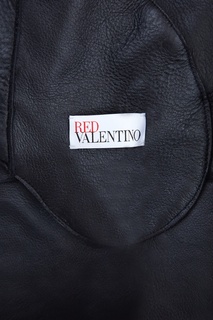 Черное меховое пальто на молнии RED Valentino