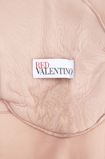 Меховое пальто на молнии пудрового цвета RED Valentino