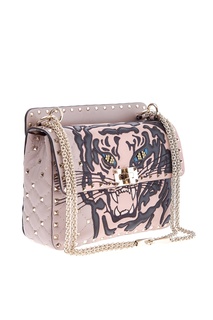 Бежевая сумка на цепочке Garavani Rockstud Spike Valentino