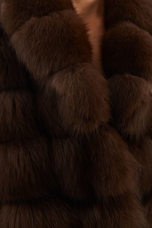 Коричневая шуба с отложным воротником Dreamfur