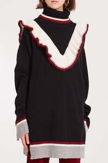 Черный свитер с воланом и полосками Petrovna