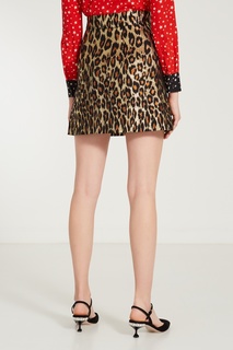 Леопардовая мини-юбка А-силуэта Miu Miu