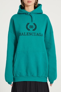 Бирюзовое худи с логотипом BB Balenciaga