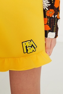 Желтая мини-юбка с поясом Prada
