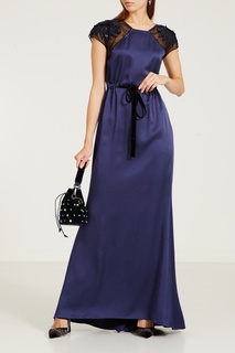 Синее платье с кружевными рукавами Fendi