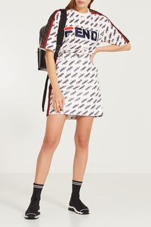 Белая хлопковая футболка с нашивкой Fendi