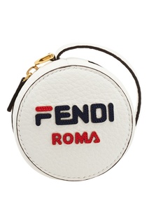 Белая круглая сумка с аппликацией Fendi