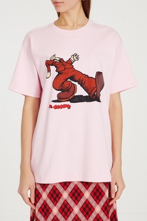 Хлопковая розовая футболка с принтом The Marc Jacobs