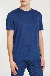 Темно-синяя льняная футболка Sandro