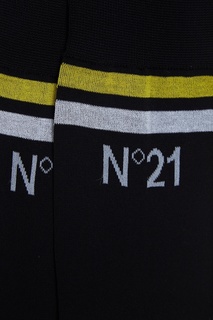Черные носки с отделкой полосами No.21