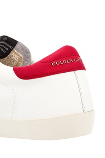 Кроссовки SuperStar с красной отделкой и люрексными шнурками Golden Goose Deluxe Brand