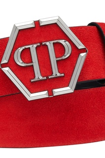 Красный ремень с эмблемой Philipp Plein