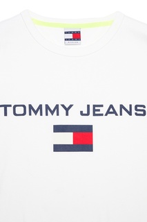 Белая хлопковая футболка с логотипом Tommy Jeans