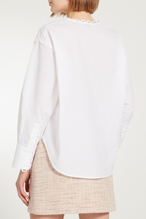 Белая блузка с рельефной отделкой Sandro
