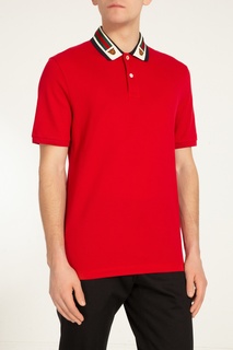 Красная футболка-поло с отделкой Gucci Man