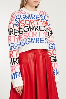 Укороченный джемпер с надписями Msgm