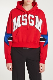 Красное худи с контрастной отделкой Msgm