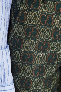 Золотисто-зеленые жаккардовые брюки GG Gucci