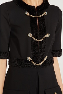 Черное платье с декоративными цепочками Gucci