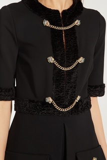 Черное платье с декоративными цепочками Gucci