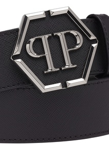 Черный ремень из кожи Philipp Plein