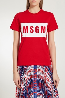 Красная футболка с логотипом Msgm