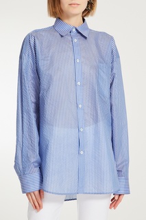 Рубашка оверсайз в бело-голубую полоску Balenciaga