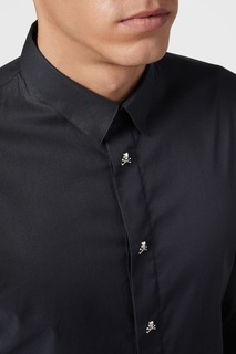 Черная рубашка с фигурными пуговицами Philipp Plein