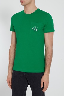 Зеленая футболка с карманом Calvin Klein